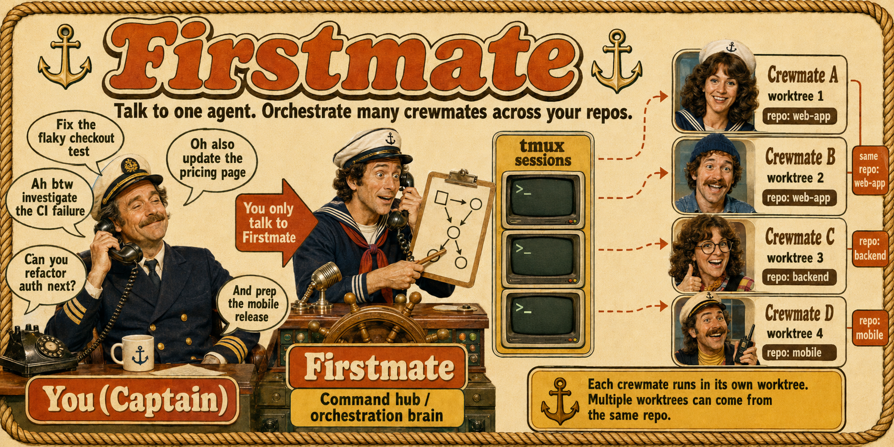 告别“AI Tab 疲劳”：用 firstmate 把多个编程助手变成听你指挥的智能船员团队