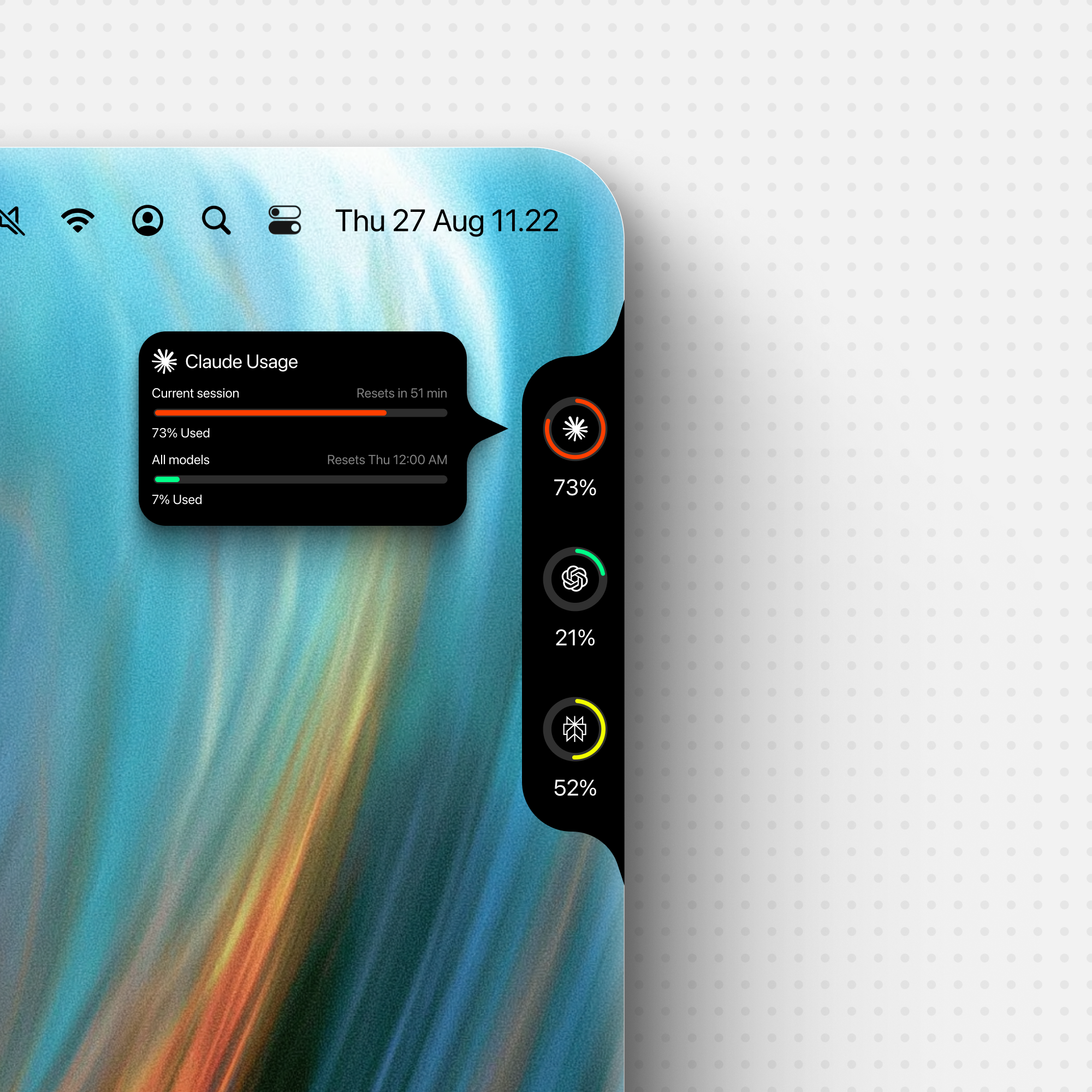 你的 macOS 编程助手使用仪表盘：实时监控 Claude、Cursor、Codex 等 AI 工具的用量与状态